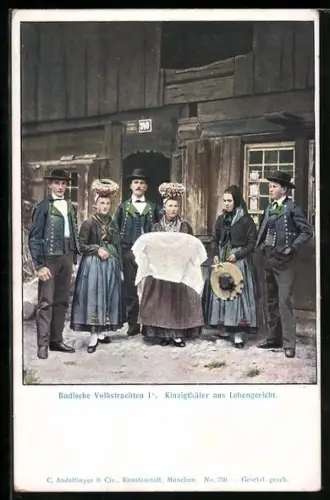 AK Familie in badischen Volkstrachten aus dem Schwarzwald