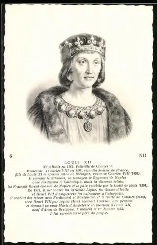 AK König Louis XII. von Frankreich im Porträt