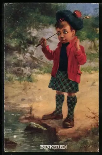 AK Bunkered! schottischer Junge mit Golfschläger
