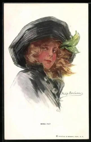 Künstler-AK Philip Boileau: Miss Pat, Junge Frau in Mantel und Hut