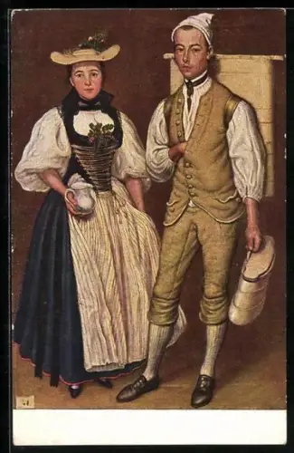 Künstler-AK Bendicht Glauser, Küher zu Jegistorf und Elisabeth Senn, Pro Juventute