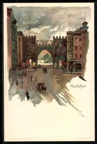 Künstler-AK München, Partie am Karlsthor