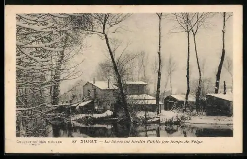 AK Niort, La Sèvre au Jardin Public par temps de Neige