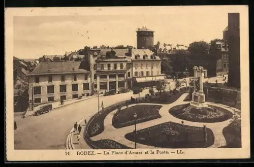 AK Rodez, La Place d`Armes et la Poste