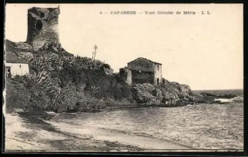 AK Cap-Corse, Tour Génoise de Méria et plage rocheuse