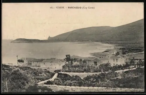 AK Barcaggio /Corse, Vue panoramique sur le village et la mer au Cap Corse
