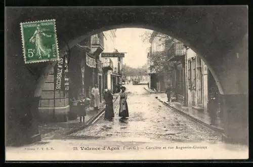 AK Valence-d`Agen /T-et-G, Cornière et rue Augustin-Ginoux