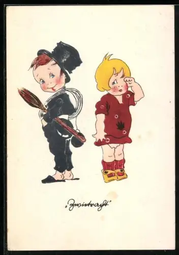 AK Kleiner Schornsteinfeger und Mädchen nach einem Streit, Zwietracht