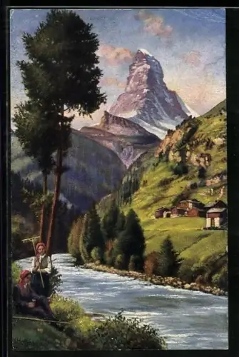 AK Matterhorn, Bäuerinnen mit Rechen bei der Pause
