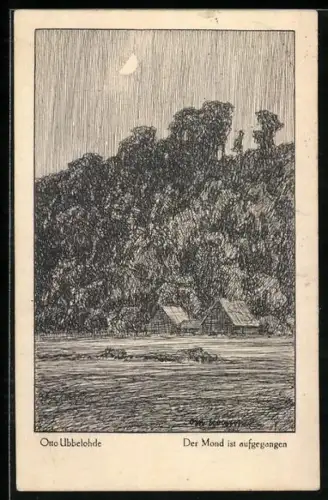 Künstler-AK Otto Ubbelohde: Der Mond ist aufgegangen aus dem Buch Meine Heimat