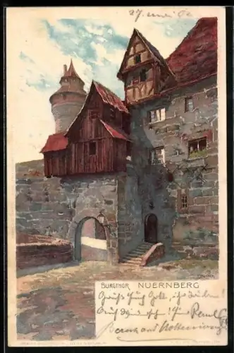 Künstler-AK Karl Mutter: Nürnberg, Burgthor
