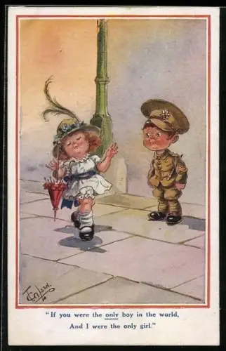 Künstler-AK T. Gilson: Kleines Mädchen schenkt dem jungen Soldaten auf der Strasse keine Beachtung