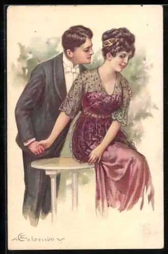 Künstler-AK E. Colombo: Paar versöhnt sich nach einem Streit