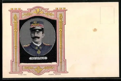 Seiden-AK König von Italien im Porträt