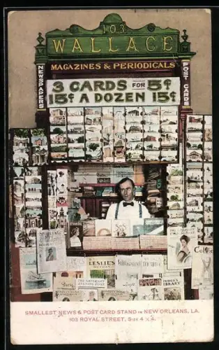 AK New Orleans, LA, Smallest News and Postcard Stand, 103 Royal Street