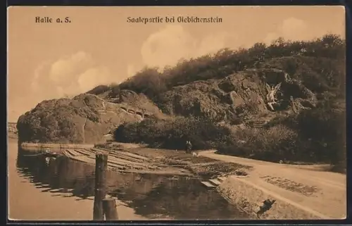 AK Halle a. S., Saalepartie bei Giebichenstein
