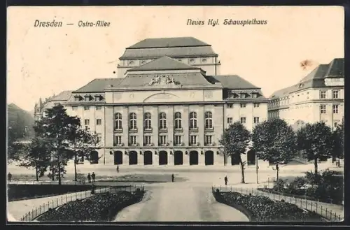 AK Dresden, Ostra-Allee, Neues Kgl. Schauspielhaus
