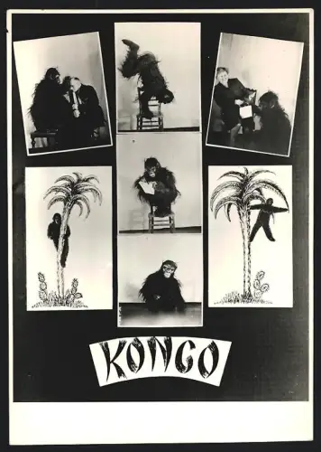 Fotografie Mann im Kostüm als Affee Kongo, Fotomontage