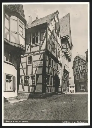 Fotografie H. A. Herz, Limburg / Lahn, Ansicht Limburg / Lahn, alte Fachwerkhäuser am Fischmarkt