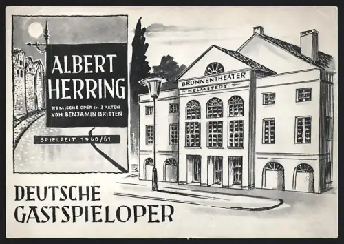 Fotografie Ansicht Helmstedt, das Brunnentheater, Werbung für Albert Herring