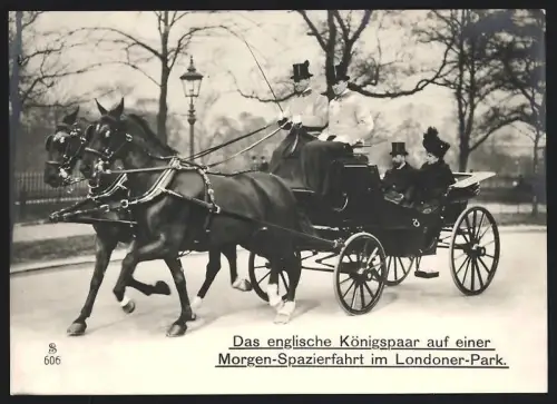 Fotografie Alfred Kirchhoff, Halle / Saale, englischer König Georg V. nebst seiner Frau Maria von Teck auf Spazierfahrt
