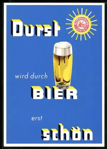AK Ketschenburg Pilsener, seit 1817, Durst wird durch Bier erst schön, Bierglas, Brauerei-Werbung