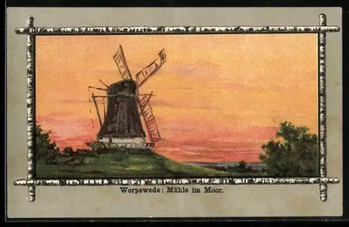 Künstler-AK Worpswede, Mühle im Moor