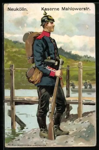 Künstler-AK Anton Hoffmann - München: Infanterist in kompletter Ausrüstung