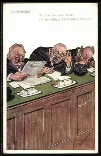 Künstler-AK Carl Josef Pollak: Karikatur von Juristen