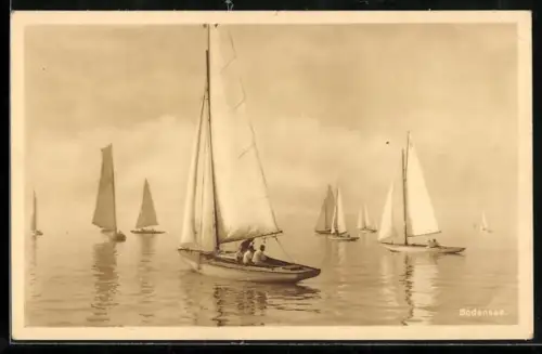 AK Segelboote bei Flaute auf dem Bodensee, Segelsport