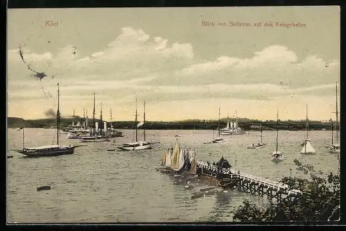 AK Kiel, Blick von Bellevue auf den Kriegshafen