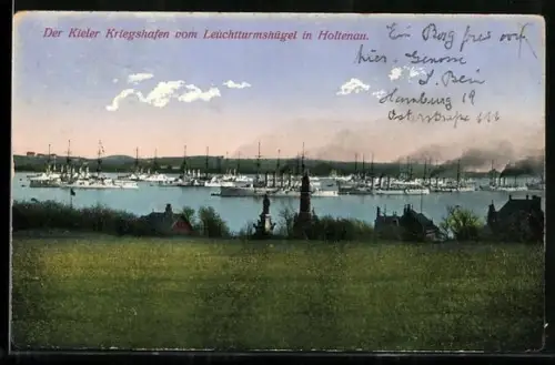 AK Kiel, Kriegshafen vom Leuchtturmshügel in Holtenau