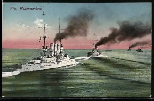 AK Kiel, Kriegsschiffe bei einem Flottenmanöver