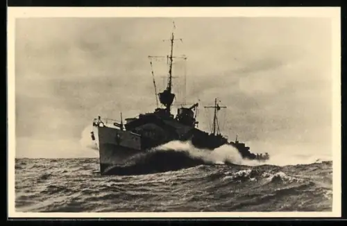 AK Torpedoboot der Kriegsmarine in voller Fahrt auf hoher See
