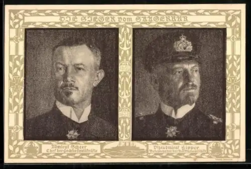 AK Admiral Scheer, Chef der Hochseestreitkräfte und Vizeadmiral Hipper, Befehlshaber der Aufklärungsschiffe