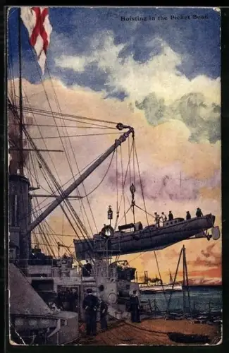 AK Hoisting the Picket Boat, Kriegsschiff