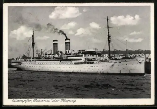 AK Dampfer Oceana der HAPAG sticht in See, Passagierschiff