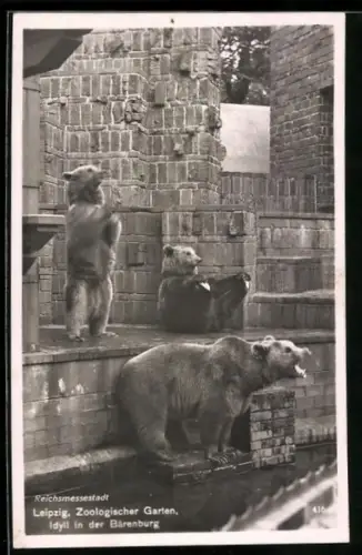 AK Leipzig, Zoologischer Garten, Idyll in der Bärenburg