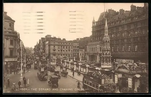 AK London, The Strand and Charing Cross, Bahnhof
