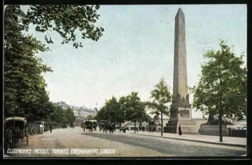 AK London, Thames Embankment, Cleopatras Needle