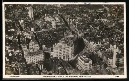 AK London, Gracechurch Street & The Monument, Fliegeraufnahme
