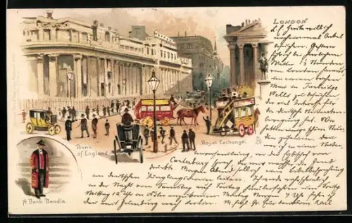 Lithographie London, Bank of England & Royal Exchange, A Bank Beadle