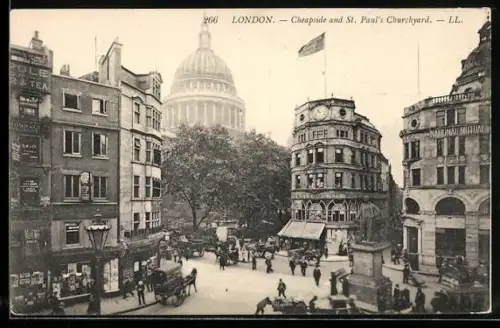 AK London, Cheapside and St. Paul`s Cathedral