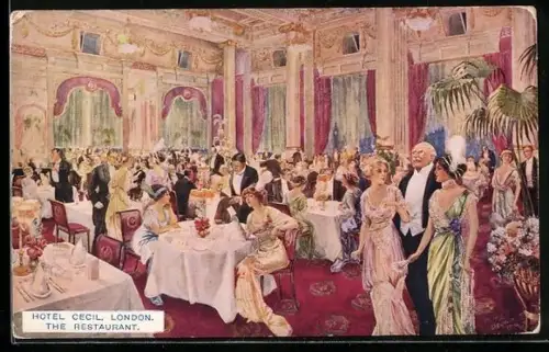 AK London, Hotel Cecil, The Restaurant, Innenansicht