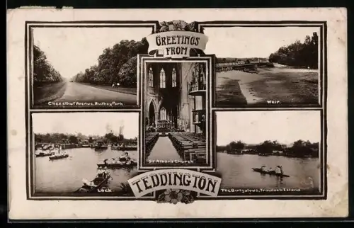 AK Teddington, Chestnut Avenue, Bushey Park, Lock, Weir, The Bungalows, Trowlock Island, St. Alban`s Church
