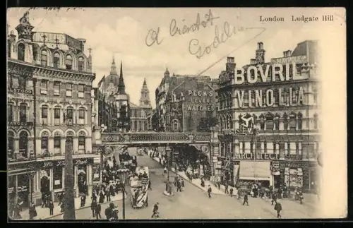 AK London, Ludgate Hill, Street Scene