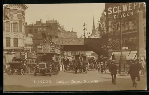 AK London, Ludgate Circus, Street Scene