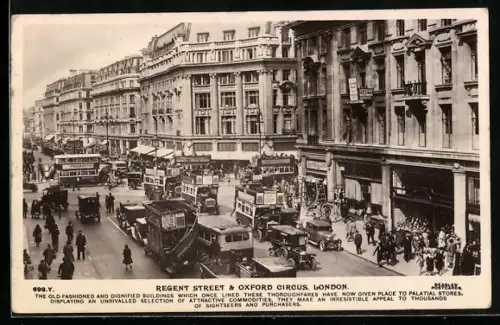 AK London, Regent Street and Oxford Circus, Strassenbahnen