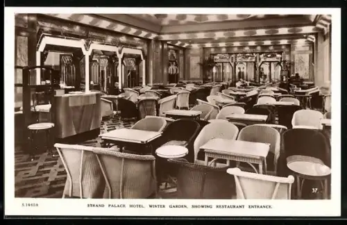 AK London, Strand Palace Hotel, Winter Garden with restaurant entrance