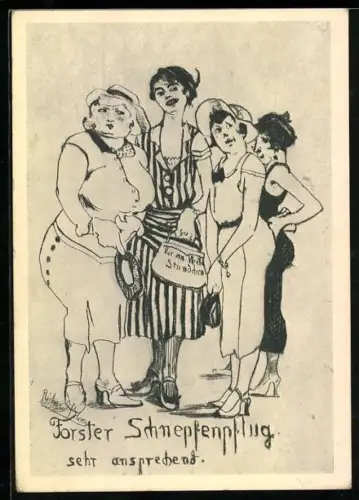 Künstler-AK sign. Richard Bloos: Bekannte Weine humoristisch dargestellt, Forster Schnepfenpflug